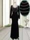 Artistic Scoop Black Column/Sheath Beading Prom Evening Gown Backless Elastic Woven Satin Long Sleeves Floor Length Artistic Scoop Black Column/Sheath Beading Prom Evening Gown Backless Elastic Woven Satin Long Sleeves Floor Length
