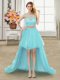 Aqua Blue Prom and For with Beading Scoop Sleeveless Zipper