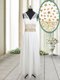 New Style White Column/Sheath Beading and Belt Dress for Prom Zipper Chiffon Sleeveless Ankle Length