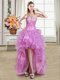Multi-color Ball Gowns Organza Sweetheart Sleeveless Ruffles and Sequins High Low Lace Up Prom Dresses