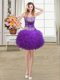 Ball Gowns Homecoming Dress Eggplant Purple Sweetheart Tulle Sleeveless Mini Length Lace Up