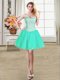 Nice Sleeveless Lace Up Mini Length Beading and Ruffles and Pick Ups Homecoming Dress
