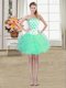 Fitting Strapless Sleeveless Lace Up Prom Evening Gown Turquoise Organza
