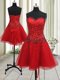 Elegant A-line Prom Party Dress Red Sweetheart Organza Sleeveless Mini Length Lace Up