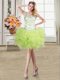 Charming Straps Yellow Green Lace Up Prom Dresses Beading and Ruffles Sleeveless Floor Length