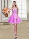 Lilac Lace Up Sweetheart Sequins Dress for Prom Organza Sleeveless