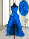 Colorful Beading and Appliques and Bowknot Dress for Prom Royal Blue Zipper Sleeveless High Low Colorful Beading and Appliques and Bowknot Dress for Prom Royal Blue Zipper Sleeveless High Low