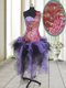 Custom Fit Organza and Tulle One Shoulder Sleeveless Zipper Beading and Appliques Homecoming Dress in Multi-color