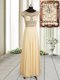 Luxury Champagne Scoop Neckline Beading Prom Gown Cap Sleeves Zipper