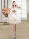 White Lace Up Sweetheart Beading and Ruffles Prom Party Dress Organza Sleeveless