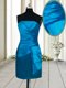 Strapless Sleeveless Satin Prom Dresses Ruching Lace Up