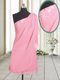 A-line Prom Gown Rose Pink One Shoulder Chiffon Sleeveless Side Zipper