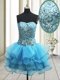 Mini Length Zipper Baby Blue for Prom and Party with Sequins