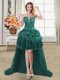 Dark Green Lace Up Sweetheart Beading and Appliques and Pick Ups Prom Dresses Organza Sleeveless