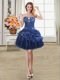 Pick Ups Ball Gowns Prom Evening Gown Navy Blue Sweetheart Organza Sleeveless Mini Length Lace Up