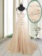 Fantastic Mermaid Straps Ruching Prom Evening Gown Champagne Lace Up Sleeveless With Train Sweep Train