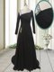 Modest Asymmetric Long Sleeves Chiffon Beading Sweep Train Side Zipper