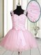 Elegant Straps Sleeveless Tulle Prom Party Dress Beading and Embroidery Lace Up