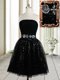 Luxury Black Zipper Dress for Prom Beading and Sequins Sleeveless Mini Length