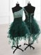 Peacock Green One Shoulder Lace Up Beading and Ruffles Prom Dress Sleeveless