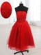 Exquisite Red Sleeveless Organza Lace Up for Prom and Party