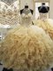 Sumptuous Sleeveless Sweep Train Lace Up With Train Beading and Ruffles Sweet 16 Dress