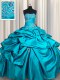Pick Ups Teal Sleeveless Taffeta Lace Up Quince Ball Gowns for Military Ball and Sweet 16 and Quinceanera
