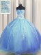 Stunning Zipper Up Ball Gowns Quinceanera Gown Blue Sweetheart Organza Sleeveless Floor Length Zipper