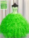 Fantastic Visible Boning Beaded Bodice Organza Lace Up Sweetheart Sleeveless Floor Length 15th Birthday Dress Beading and Ruffles