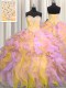 Smart Multi-color Sleeveless Organza Lace Up Quinceanera Dresses for Military Ball and Sweet 16 and Quinceanera