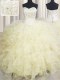 Sweetheart Sleeveless Lace Up Quinceanera Dresses Light Yellow Organza