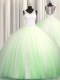 Super See Through Zipple Up Brush Train V-neck Neckline Beading and Appliques 15th Birthday Dress Sleeveless Zipper