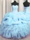 Visible Boning Sleeveless Lace Up Floor Length Beading and Ruffles and Pick Ups Quinceanera Gowns