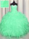 Decent Apple Green Sleeveless Floor Length Beading and Ruffles Lace Up Quinceanera Gowns