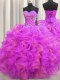 Floor Length Lace Up Sweet 16 Dress Multi-color for Military Ball and Sweet 16 and Quinceanera with Beading and Ruffles