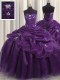 Fine Beading and Appliques and Ruffles Quinceanera Gowns Purple Lace Up Sleeveless Floor Length Fine Beading and Appliques and Ruffles Quinceanera Gowns Purple Lace Up Sleeveless Floor Length