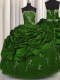 Embroidery Green Ball Gowns Beading and Appliques and Pick Ups Vestidos de Quinceanera Lace Up Taffeta Sleeveless Floor Length