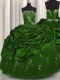 Embroidery Green Ball Gowns Beading and Appliques and Pick Ups Vestidos de Quinceanera Lace Up Taffeta Sleeveless Floor Length