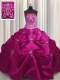 Flare Embroidery Floor Length Ball Gowns Sleeveless Fuchsia Sweet 16 Dresses Lace Up