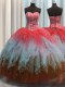 Visible Boning Multi-color Sweetheart Neckline Beading and Ruffles and Sequins Sweet 16 Dresses Sleeveless Lace Up
