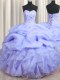 Fashion Visible Boning Ball Gowns Quinceanera Dresses Lavender Sweetheart Organza Sleeveless Floor Length Lace Up