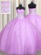 Sweetheart Sleeveless Quinceanera Dresses Floor Length Beading and Appliques Lilac Organza