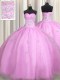 Fabulous Lilac Ball Gowns Organza Sweetheart Sleeveless Beading and Appliques Floor Length Lace Up 15 Quinceanera Dress