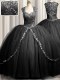 Beautiful Zipple Up Black Zipper Sweet 16 Dress Beading and Appliques Cap Sleeves Brush Train