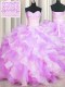 Visible Boning Two Tone Multi-color Ball Gowns Sweetheart Sleeveless Organza Floor Length Lace Up Beading and Ruffles 15 Quinceanera Dress