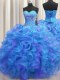 Beauteous Multi-color Sleeveless Organza Lace Up 15 Quinceanera Dress for Military Ball and Sweet 16 and Quinceanera
