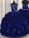 Fitting Strapless Sleeveless Sweet 16 Quinceanera Dress Floor Length Beading and Embroidery and Pick Ups Royal Blue Taffeta