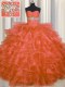 Sophisticated Orange Red Sleeveless Beading and Ruffled Layers Floor Length Vestidos de Quinceanera