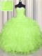 Sophisticated Yellow Green Sleeveless Floor Length Beading and Ruffles Lace Up Quinceanera Dress