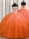 Fashionable Orange Tulle Lace Up Sweetheart Sleeveless Quinceanera Gown Brush Train Beading